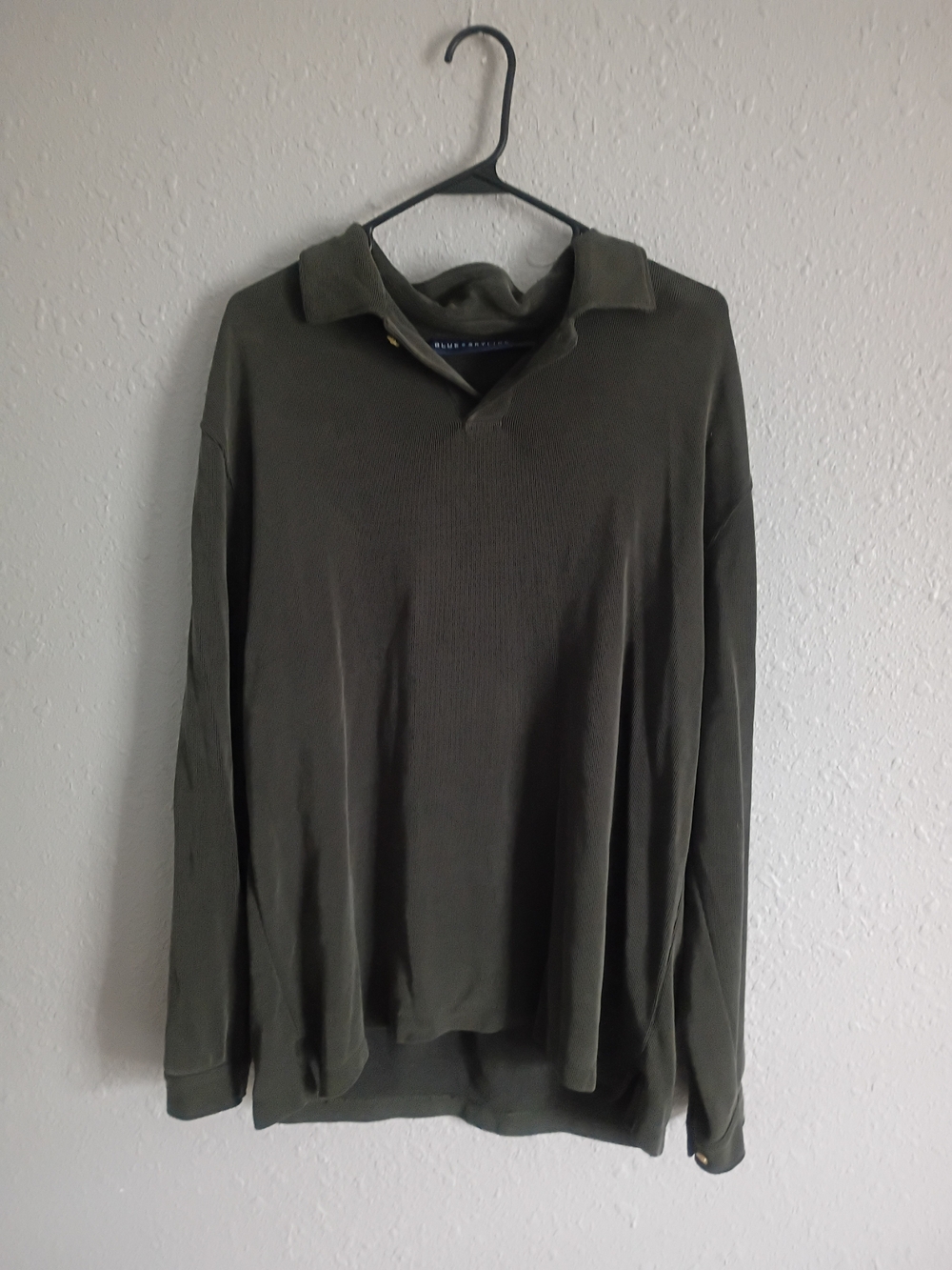 Blue Sky Olive Ribbed Collared Top